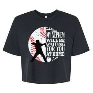 Baseball Catcher Aunt Uncle Nephew Sayings Quotes Graphic Bella+Canvas Jersey Crop Tee