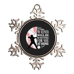 Baseball Catcher Aunt Uncle Nephew Sayings Quotes Graphic Metallic Star Ornament