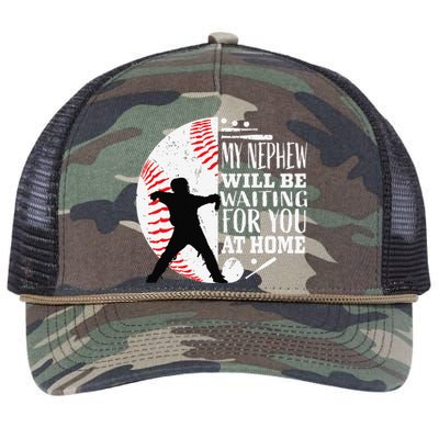 Baseball Catcher Aunt Uncle Nephew Sayings Quotes Graphic Retro Rope Trucker Hat Cap