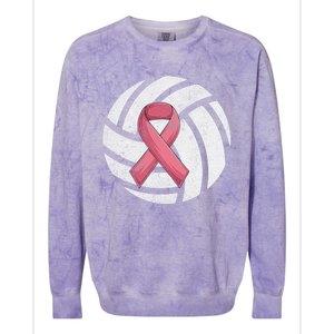 Breast Cancer Awareness Together We Fight Volleyball Pink Colorblast Crewneck Sweatshirt