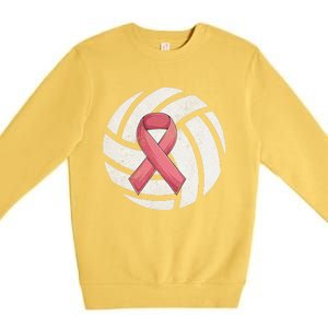 Breast Cancer Awareness Together We Fight Volleyball Pink Premium Crewneck Sweatshirt