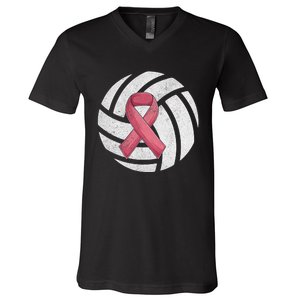 Breast Cancer Awareness Together We Fight Volleyball Pink V-Neck T-Shirt