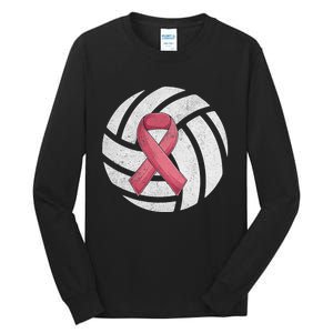 Breast Cancer Awareness Together We Fight Volleyball Pink Tall Long Sleeve T-Shirt