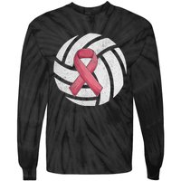 Breast Cancer Awareness Together We Fight Volleyball Pink Tie-Dye Long Sleeve Shirt