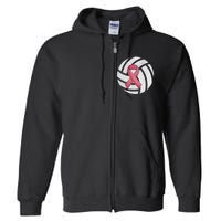 Breast Cancer Awareness Together We Fight Volleyball Pink Full Zip Hoodie