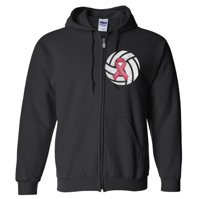 Breast Cancer Awareness Together We Fight Volleyball Pink Full Zip Hoodie