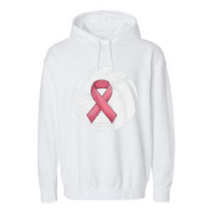 Breast Cancer Awareness Together We Fight Volleyball Pink Garment-Dyed Fleece Hoodie