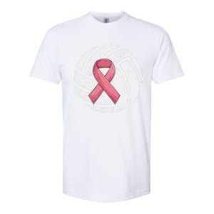 Breast Cancer Awareness Together We Fight Volleyball Pink Softstyle CVC T-Shirt