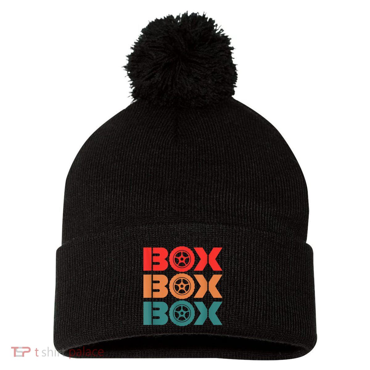 Box Car Auto Wheel Drag Racing Racer Retro Pom Pom 12in Knit Beanie