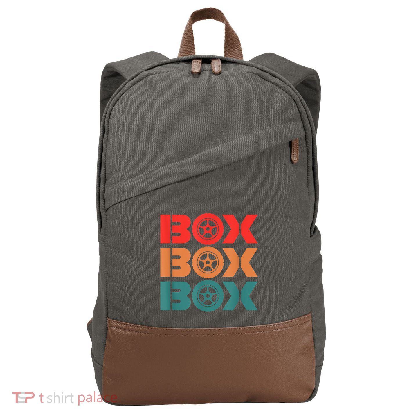 Box Car Auto Wheel Drag Racing Racer Retro Cotton Canvas Backpack