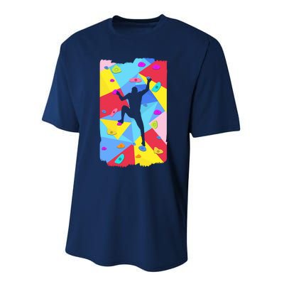 Bouldering Climber Abstract Free Climbing Rock Formation Performance Sprint T-Shirt