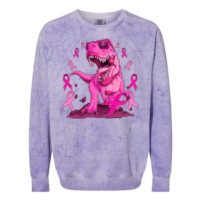 Breast Cancer Awareness Wear Pink Trex Dinosaur Colorblast Crewneck Sweatshirt