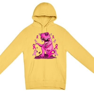 Breast Cancer Awareness Wear Pink Trex Dinosaur Premium Pullover Hoodie