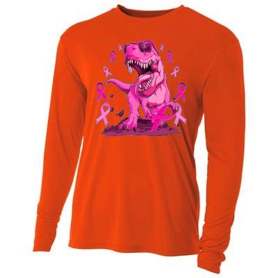 Breast Cancer Awareness Wear Pink Trex Dinosaur Cooling Performance Long Sleeve Crew