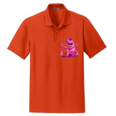 Breast Cancer Awareness Wear Pink Trex Dinosaur Dry Zone Grid Polo