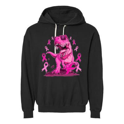 Breast Cancer Awareness Wear Pink Trex Dinosaur Garment-Dyed Fleece Hoodie