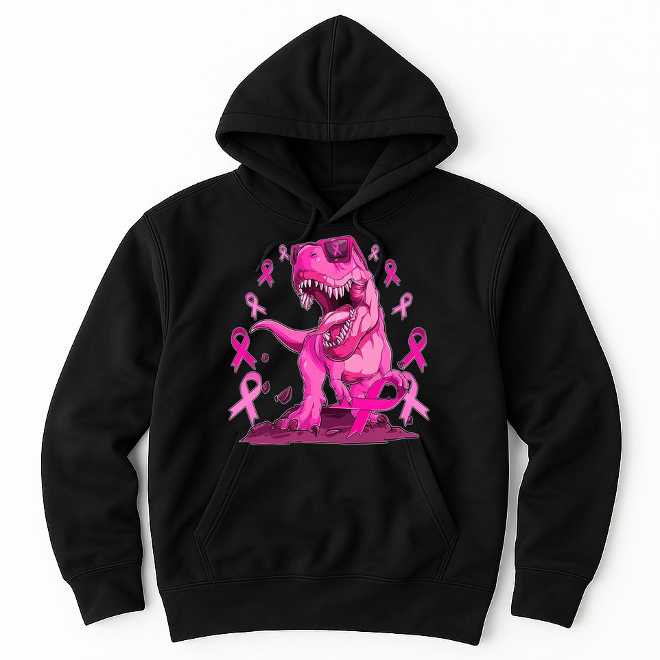 Breast Cancer Awareness Wear Pink Trex Dinosaur Hoodie