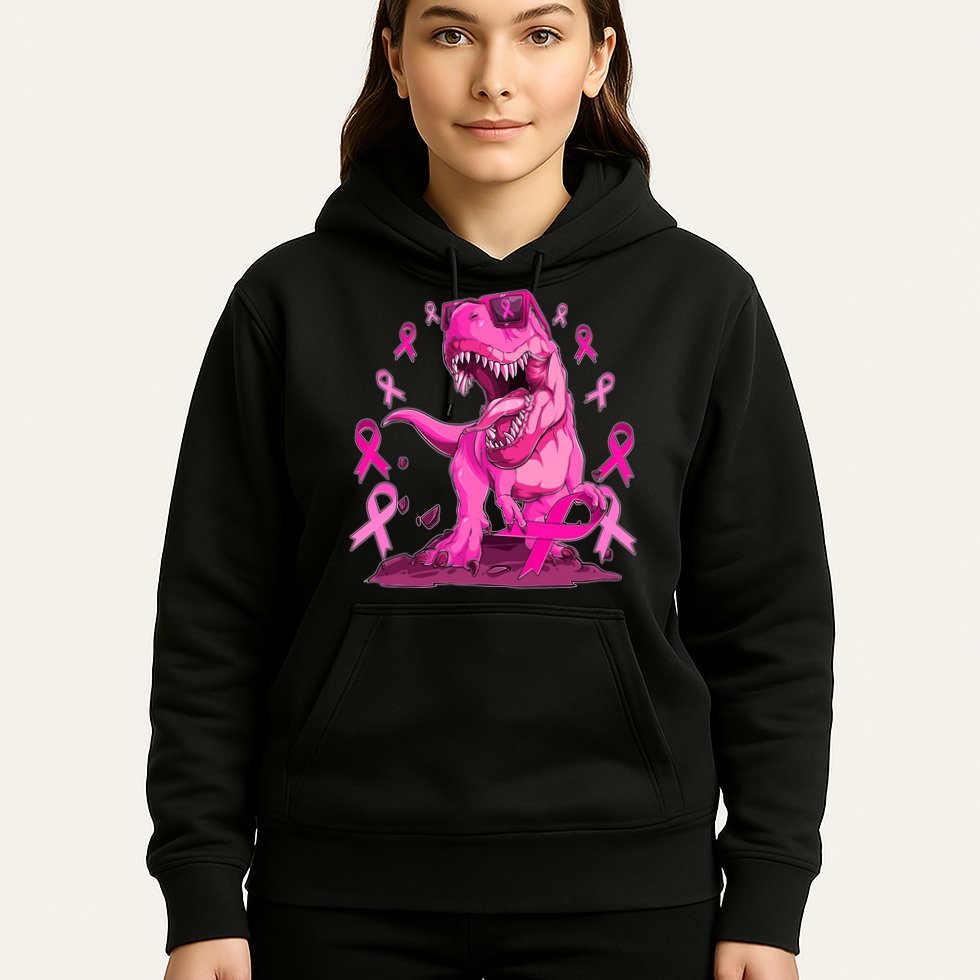 Breast Cancer Awareness Wear Pink Trex Dinosaur Hoodie