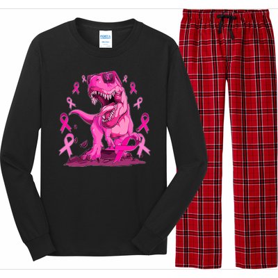 Breast Cancer Awareness Wear Pink Trex Dinosaur Long Sleeve Pajama Set