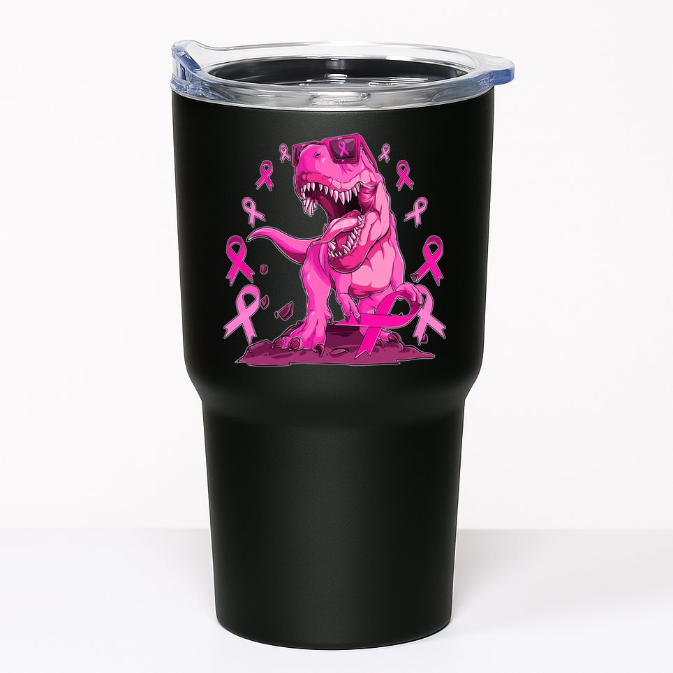 Breast Cancer Awareness Wear Pink Trex Dinosaur Tumbler