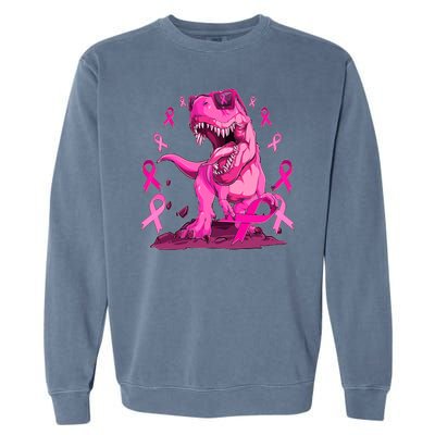 Breast Cancer Awareness Wear Pink Trex Dinosaur Garment-Dyed Sweatshirt