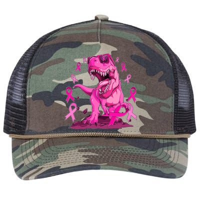 Breast Cancer Awareness Wear Pink Trex Dinosaur Retro Rope Trucker Hat Cap