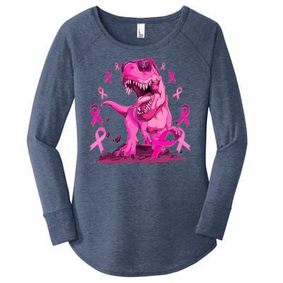 Breast Cancer Awareness Wear Pink Trex Dinosaur Women's Perfect Tri Tunic Long Sleeve Shirt