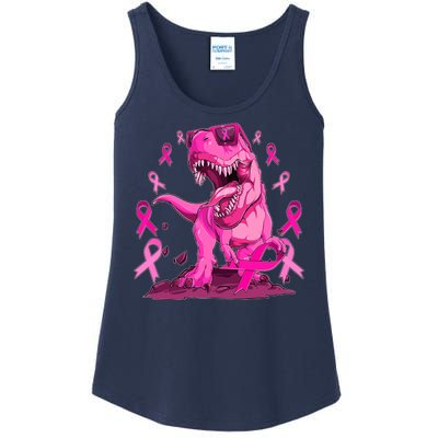 Breast Cancer Awareness Wear Pink Trex Dinosaur Ladies Essential Tank