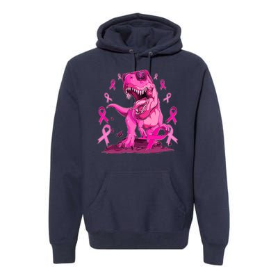 Breast Cancer Awareness Wear Pink Trex Dinosaur Premium Hoodie