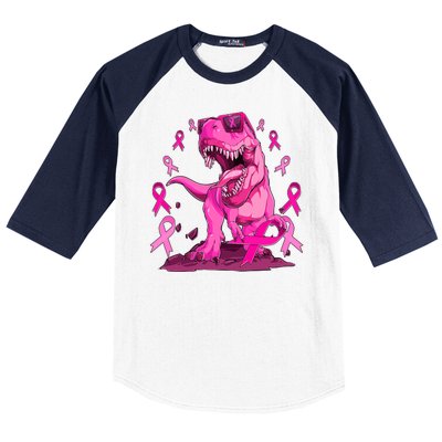 Breast Cancer Awareness Wear Pink Trex Dinosaur Baseball Sleeve Shirt