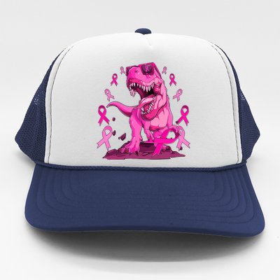 Breast Cancer Awareness Wear Pink Trex Dinosaur Trucker Hat