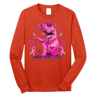 Breast Cancer Awareness Wear Pink Trex Dinosaur Long Sleeve Shirt