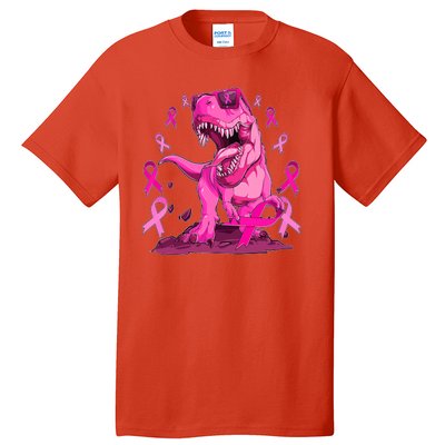 Breast Cancer Awareness Wear Pink Trex Dinosaur Tall T-Shirt