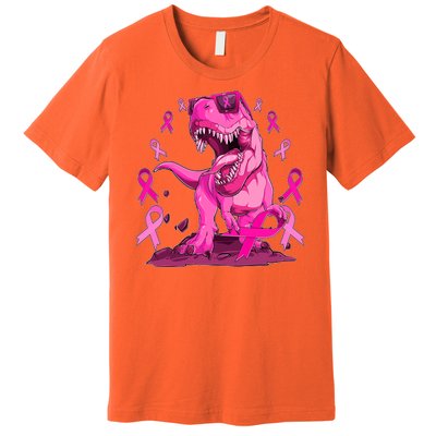 Breast Cancer Awareness Wear Pink Trex Dinosaur Premium T-Shirt