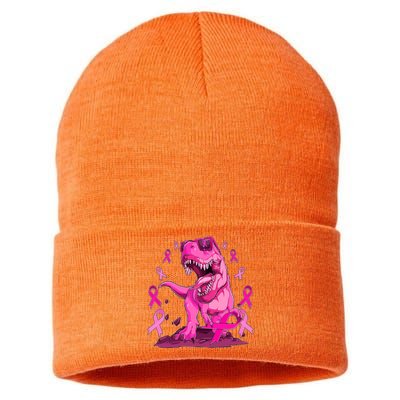 Breast Cancer Awareness Wear Pink Trex Dinosaur Sustainable Knit Beanie