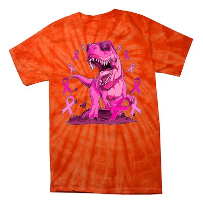 Breast Cancer Awareness Wear Pink Trex Dinosaur Tie-Dye T-Shirt