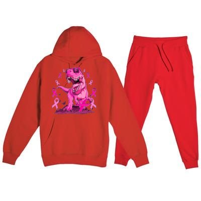 Breast Cancer Awareness Wear Pink Trex Dinosaur Premium Hooded Sweatsuit Set