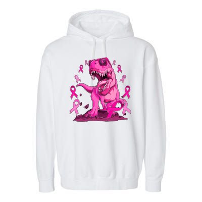 Breast Cancer Awareness Wear Pink Trex Dinosaur Garment-Dyed Fleece Hoodie