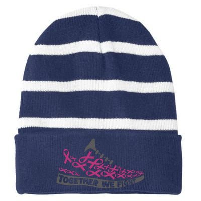 Breast Cancer Awareness Together We Fight Running Shoes Striped Beanie with Solid Band