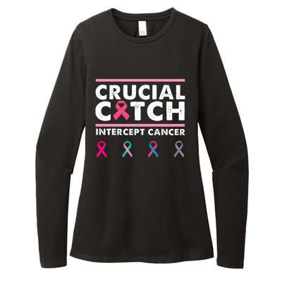 Breast Cancer Awareness Crucial A Catch Intercept Cancer Womens CVC Long Sleeve Shirt