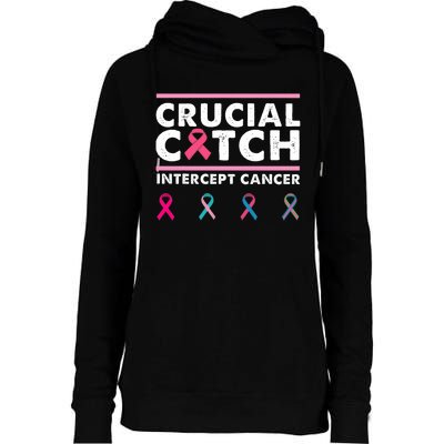 Breast Cancer Awareness Crucial A Catch Intercept Cancer Womens Funnel Neck Pullover Hood