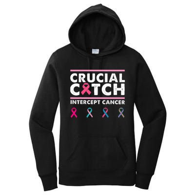 Breast Cancer Awareness Crucial A Catch Intercept Cancer Women's Pullover Hoodie