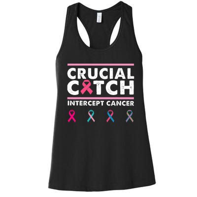 Breast Cancer Awareness Crucial A Catch Intercept Cancer Women's Racerback Tank