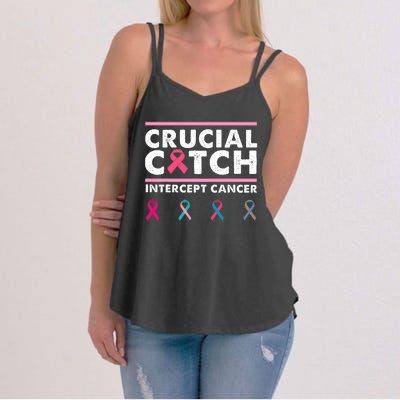 Breast Cancer Awareness Crucial A Catch Intercept Cancer Women's Strappy Tank