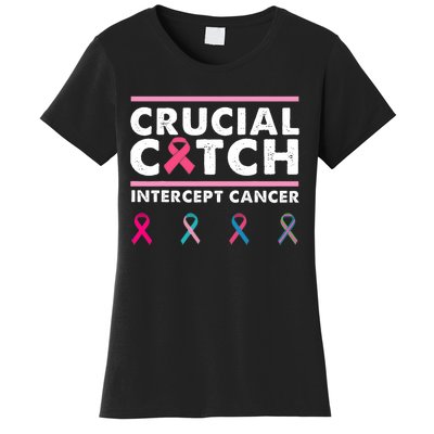 Breast Cancer Awareness Crucial A Catch Intercept Cancer Women's T-Shirt