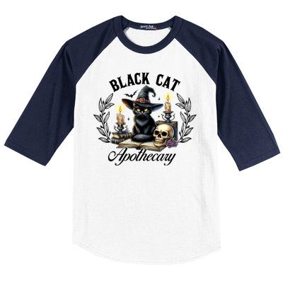 Black Cat Apothecary Funny Halloween Witchy Women Pet Love Baseball Sleeve Shirt