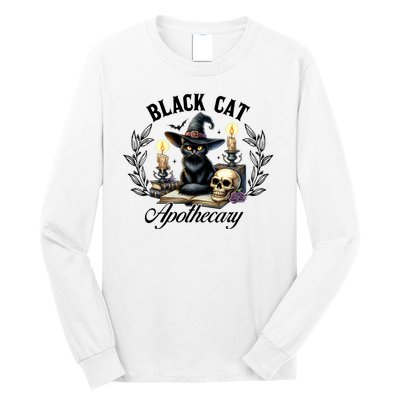 Black Cat Apothecary Funny Halloween Witchy Women Pet Love Long Sleeve Shirt