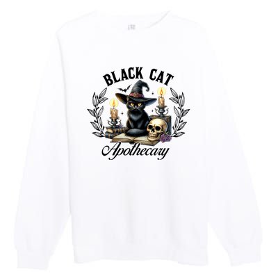 Black Cat Apothecary Funny Halloween Witchy Women Pet Love Premium Crewneck Sweatshirt