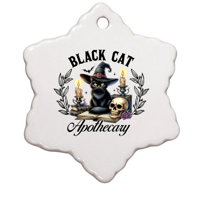 Black Cat Apothecary Funny Halloween Witchy Women Pet Love Ceramic Star Ornament