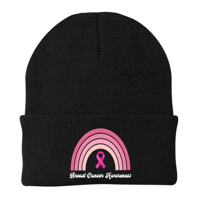 Breast Cancer Awareness Pink Rainbow Ribbon Beanie